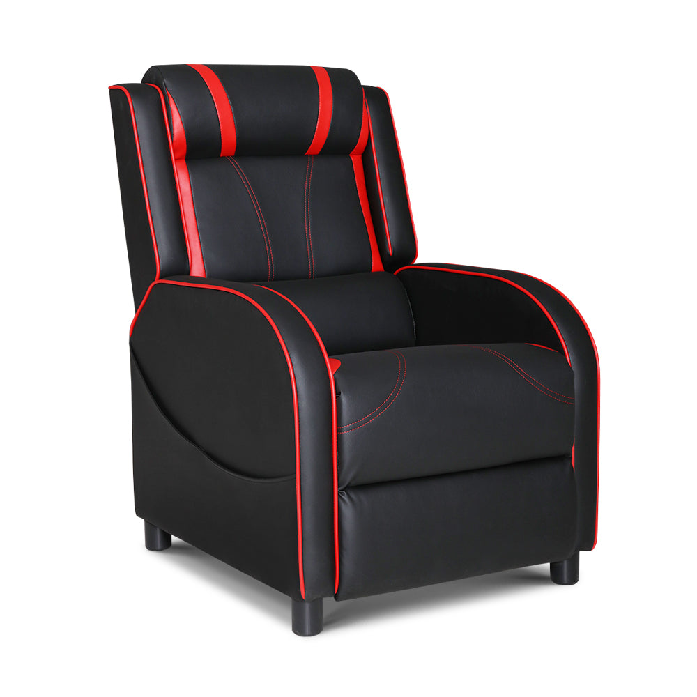 Artiss Recliner Chair Gaming Racing Armchair Lounge Sofa Chairs Leather Black-Health & Beauty > Massage - Peroz Australia - Image - 1