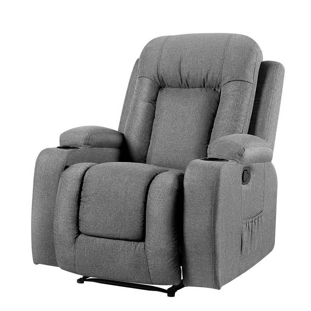Artiss Recliner Chair Electric Massage Chair Fabric Lounge Sofa Heated Grey-Health & Beauty > Massage - Peroz Australia - Image - 1