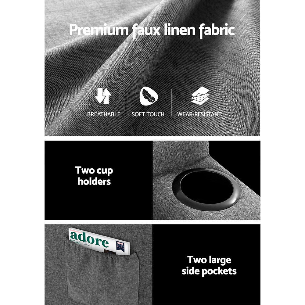 Artiss Recliner Chair Electric Massage Chair Fabric Lounge Sofa Heated Grey-Health & Beauty > Massage - Peroz Australia - Image - 5