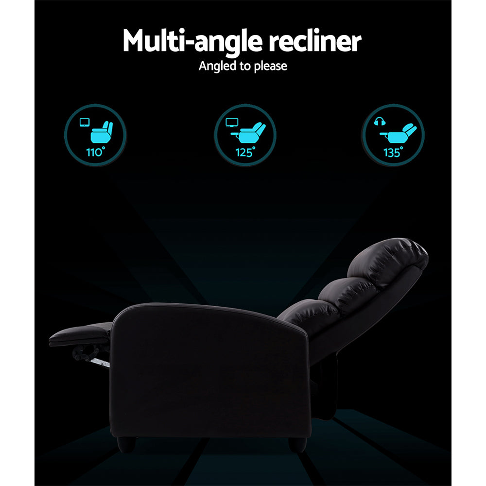 Artiss Luxury Recliner Chair Chairs Lounge Armchair Sofa Leather Cover Brown-Furniture > Living Room - Peroz Australia - Image - 4