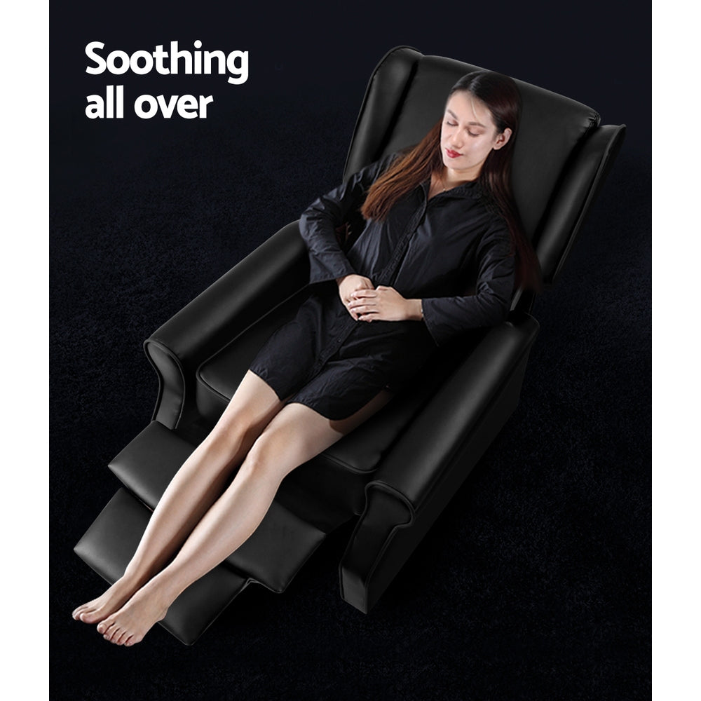 Artiss Recliner Chair Sofa Armchair Lounge Black Leather-Furniture > Living Room - Peroz Australia - Image - 3