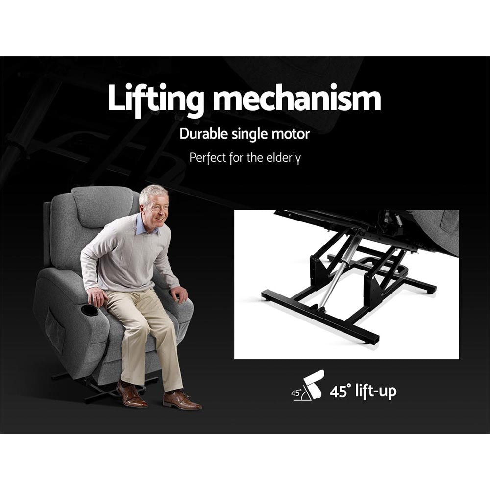 Artiss Electric Massage Chair Recliner Sofa Lift Motor Armchair Heating Fabric-Health & Beauty > Massage - Peroz Australia - Image - 4