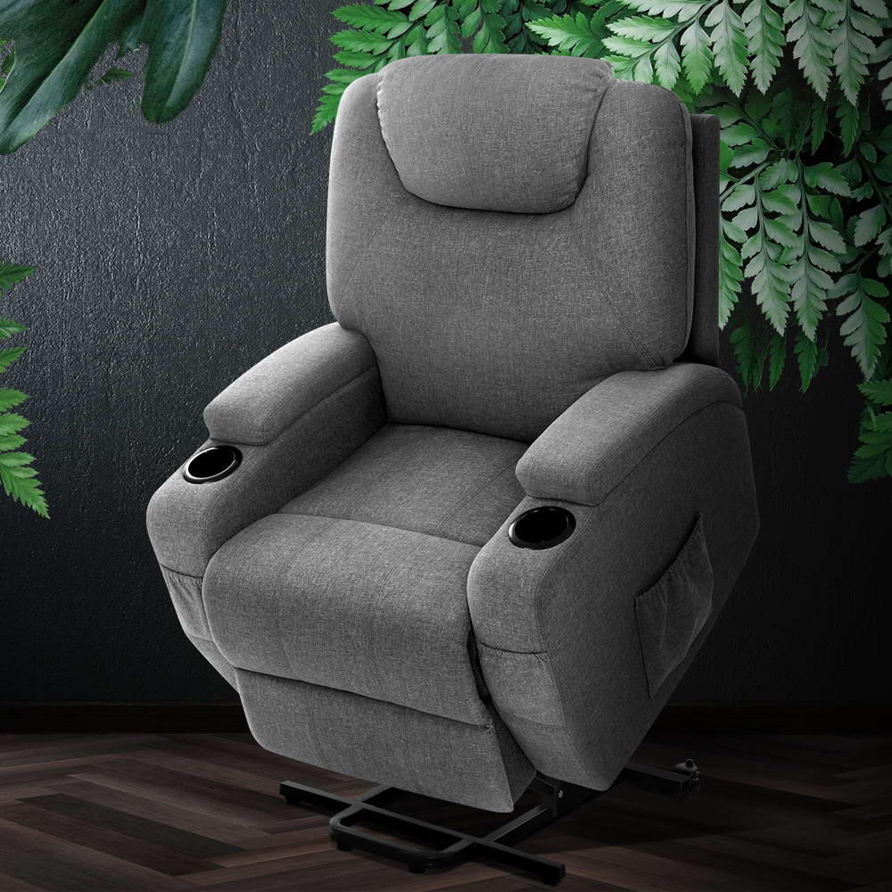 Artiss Electric Massage Chair Recliner Sofa Lift Motor Armchair Heating Fabric-Health & Beauty > Massage - Peroz Australia - Image - 7