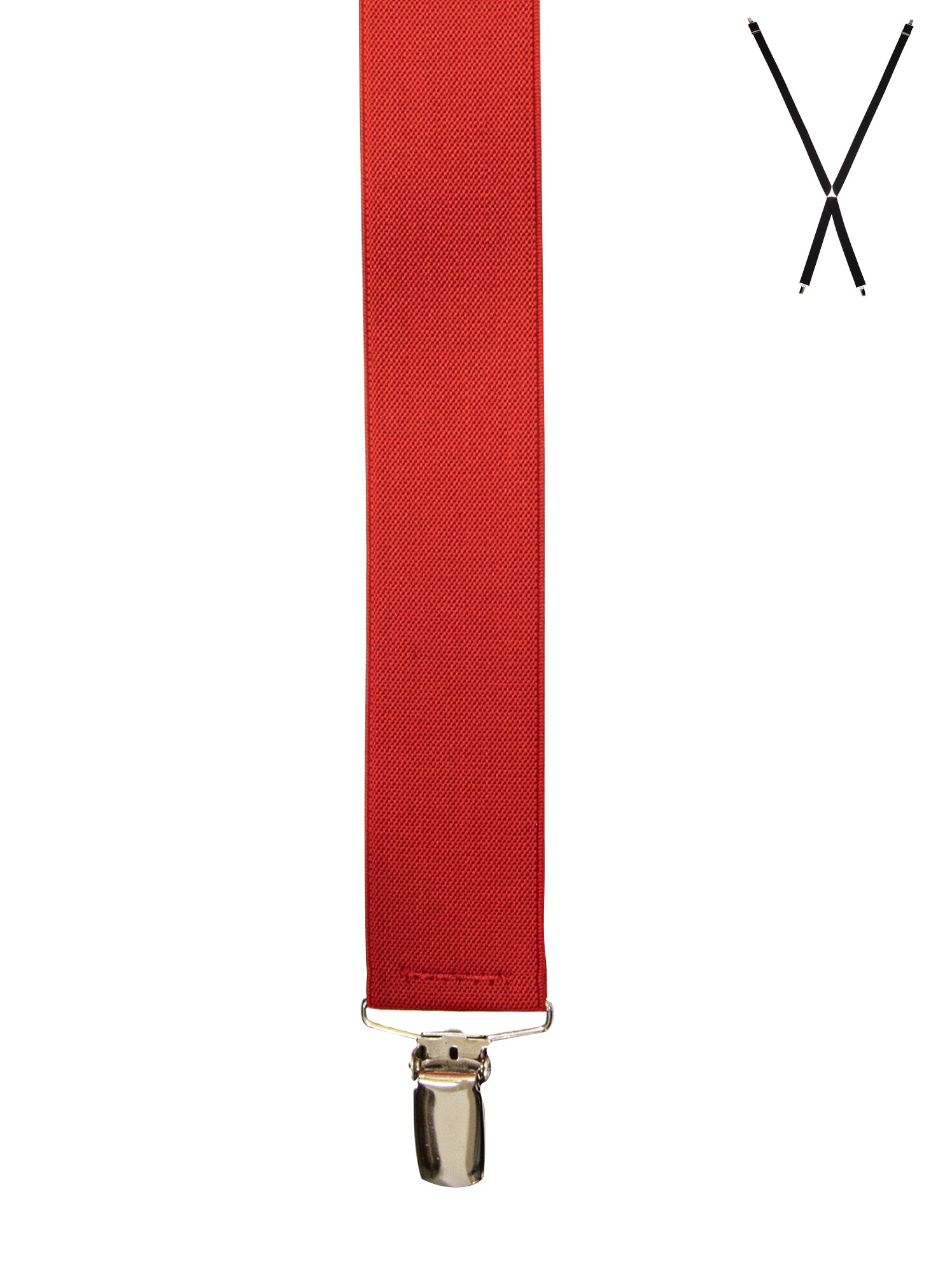 BRACES. X-Back with Nickel Clips. Plain Red. 35mm width.-Braces-PEROZ Accessories