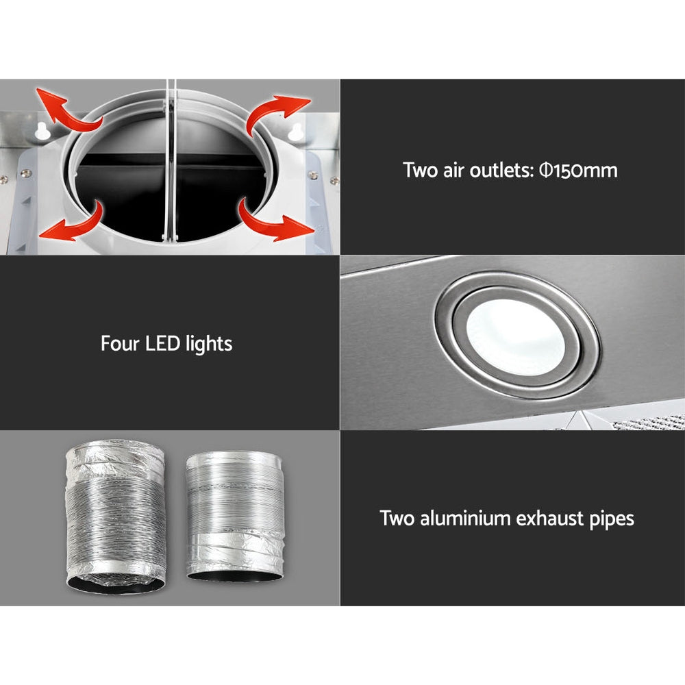 Devanti Range Hood Commercial Rangehood BBQ Hoods Kitchen Alfresco Canopy 1500mm-Appliances > Kitchen Appliances-PEROZ Accessories