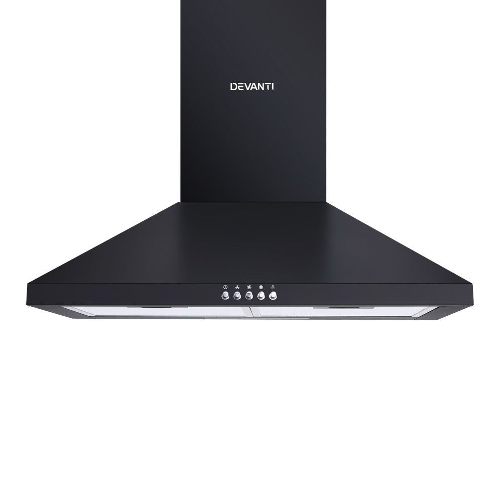 Devanti Pyramid Range Hood Rangehood 600mm 60cm Kitchen Canopy Black-Appliances > Kitchen Appliances-PEROZ Accessories