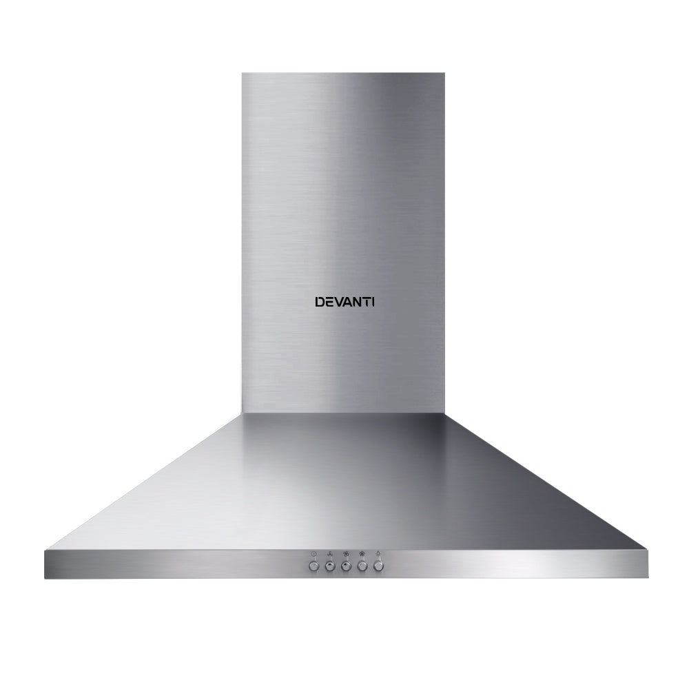 Devanti Range Hood 60cm 600mm Kitchen Canopy Stainless Steel Rangehood Wall Mount-Appliances > Kitchen Appliances-PEROZ Accessories
