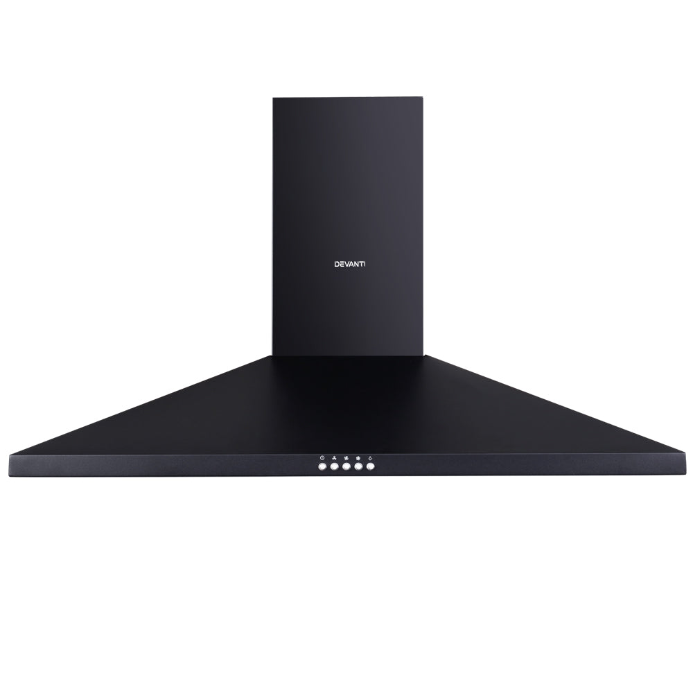 Devanti Range Hood Rangehood 90cm 900mm Kitchen Canopy LED Light Wall Mount Black-Appliances > Kitchen Appliances-PEROZ Accessories