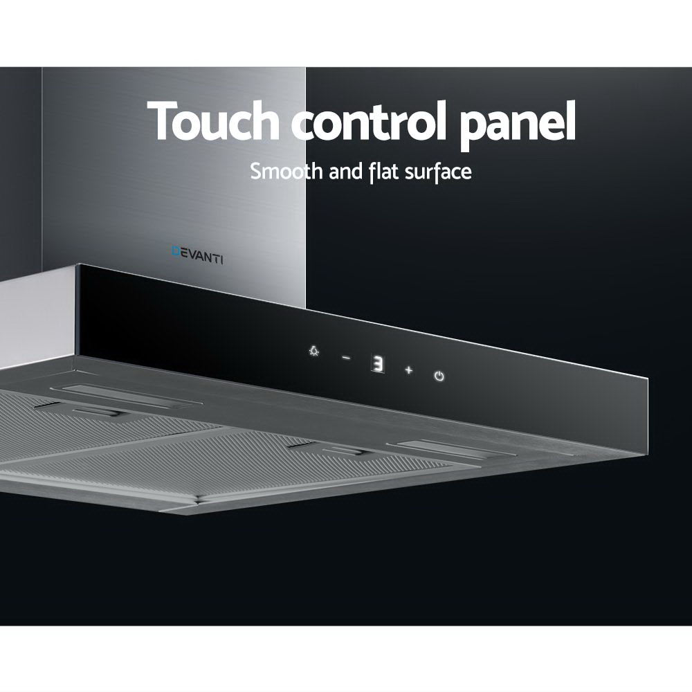 Devanti Rangehood 600mm Range Hood 60cm Stainless Steel Glass Kitchen Canopy-Appliances > Kitchen Appliances-PEROZ Accessories
