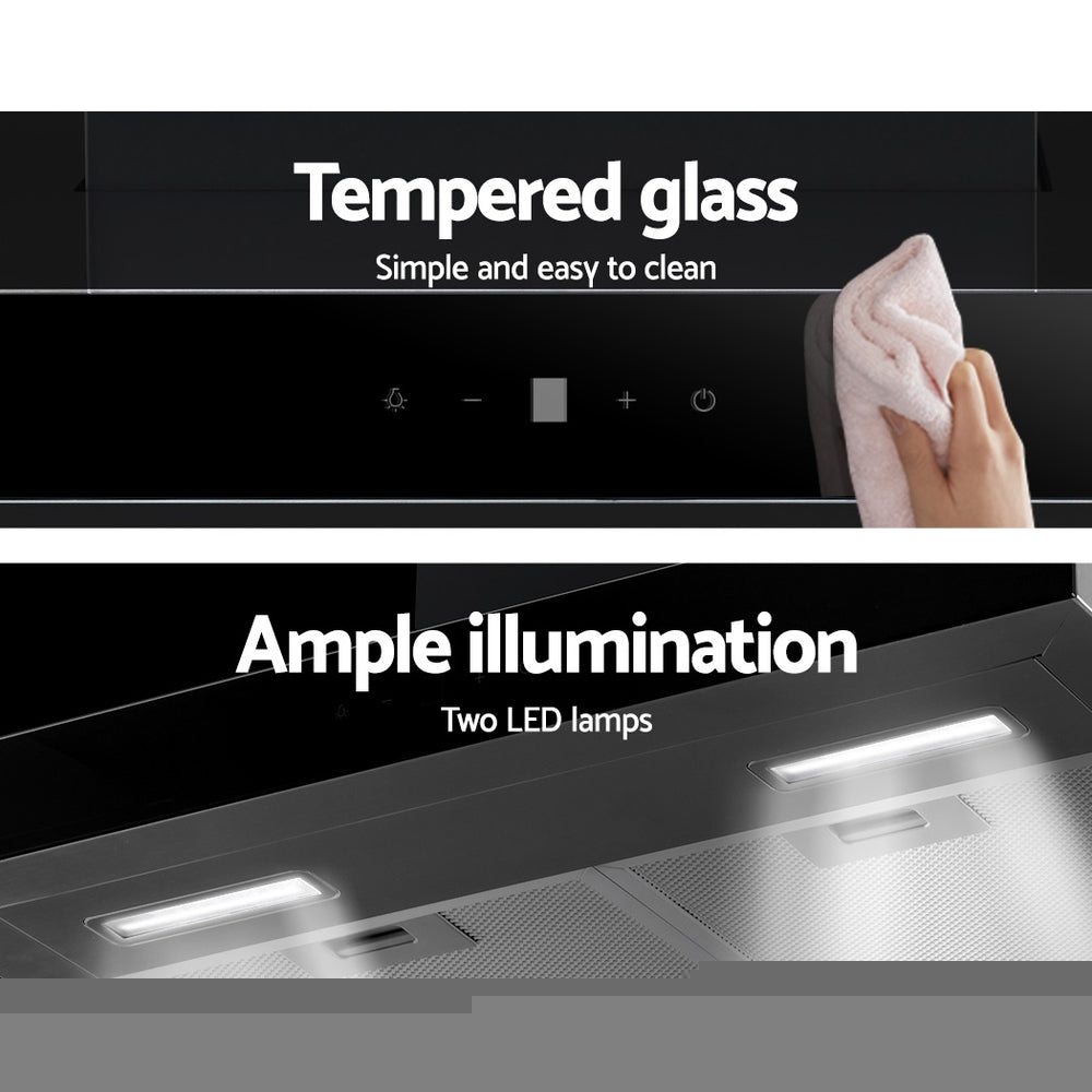 Devanti Rangehood 600mm Range Hood 60cm Stainless Steel Glass Kitchen Canopy-Appliances > Kitchen Appliances-PEROZ Accessories