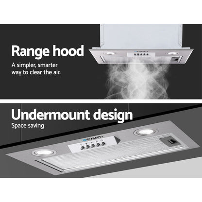 Devanti Range Hood Rangehood Undermount Built In Stainless Steel Canopy 52cm 520mm-Appliances &gt; Kitchen Appliances-PEROZ Accessories