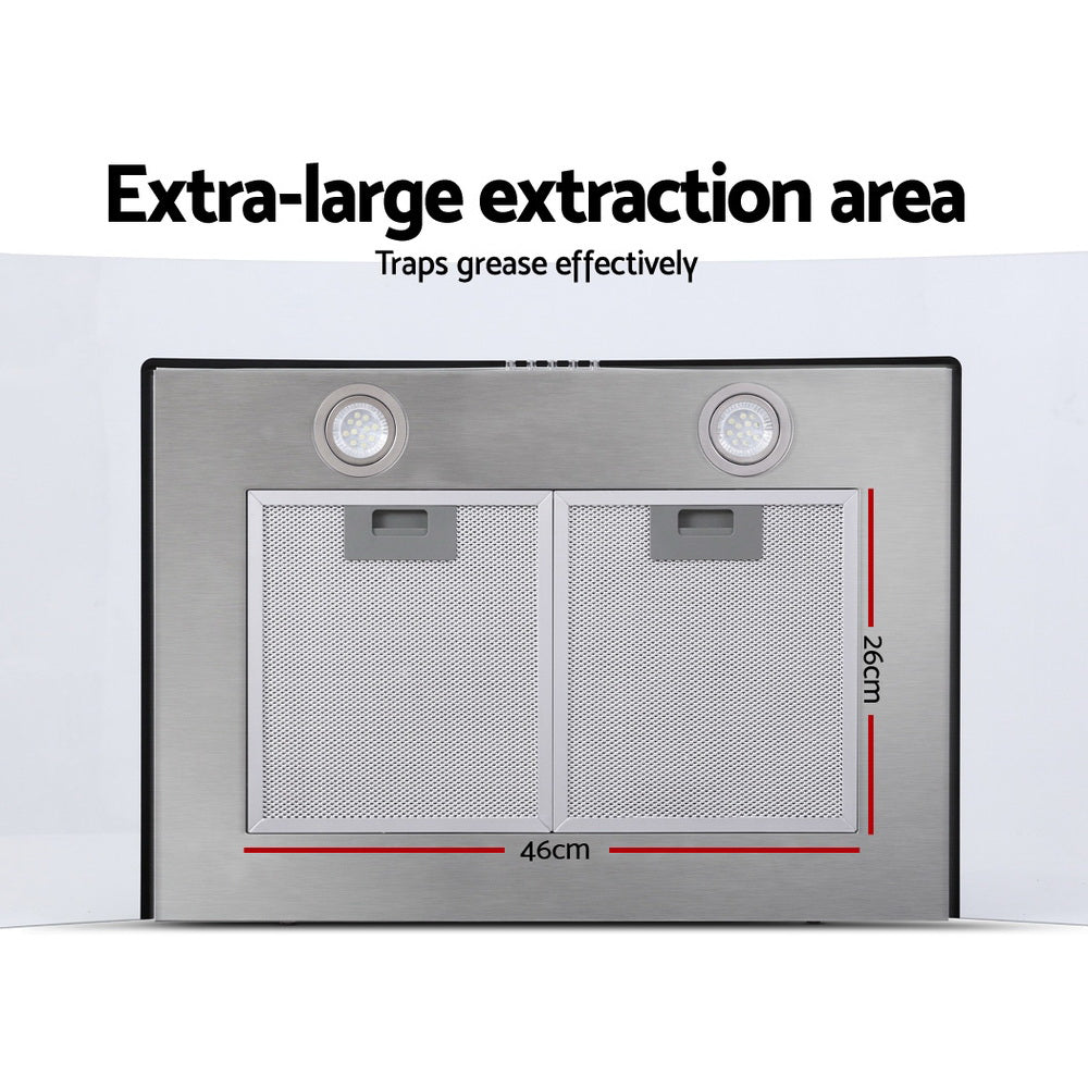 Devanti Range Hood 900mm Rangehood Kitchen Stainless Glass Canopy 90cm-Appliances > Kitchen Appliances-PEROZ Accessories