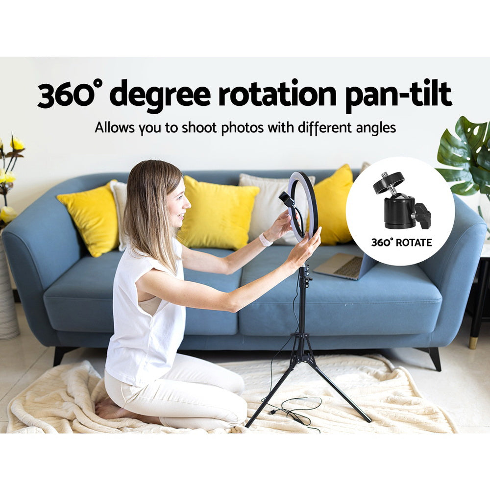 Embellir 10" LED Ring Light 5500K Dimmable Diva Diffuser With Stand Make Up Studio-Audio & Video > Photography-PEROZ Accessories