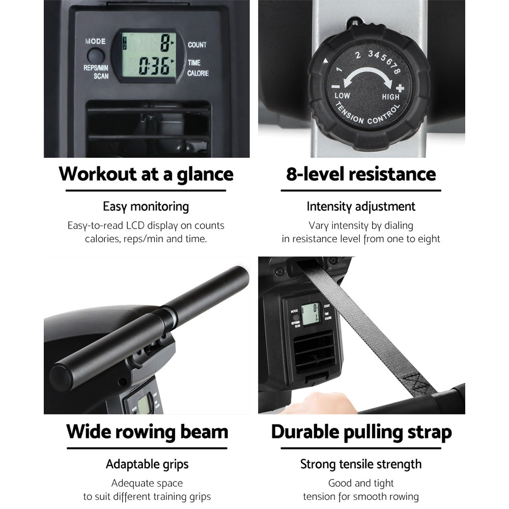 Everfit 8 Level Rowing Exercise Machine-Sports & Fitness > Fitness Accessories-PEROZ Accessories