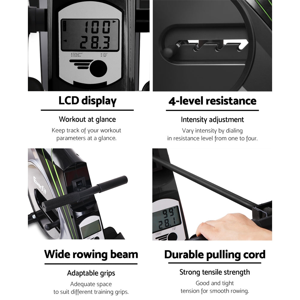Everfit Rowing Exercise Machine Rower Resistance Home Gym-Sports & Fitness > Fitness Accessories-PEROZ Accessories