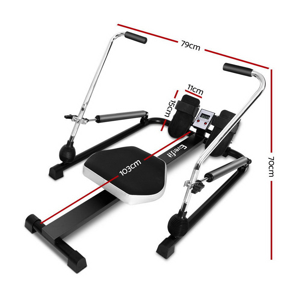 Everfit Rowing Exercise Machine Rower Hydraulic Resistance Fitness Gym Cardio-Sports & Fitness > Fitness Accessories-PEROZ Accessories