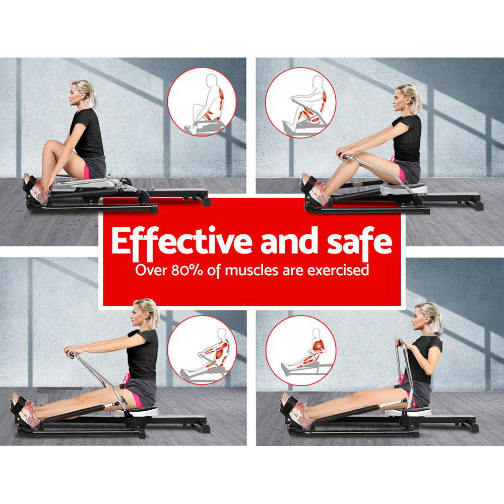 Everfit Rowing Exercise Machine Rower Hydraulic Resistance Fitness Gym Cardio-Sports & Fitness > Fitness Accessories-PEROZ Accessories