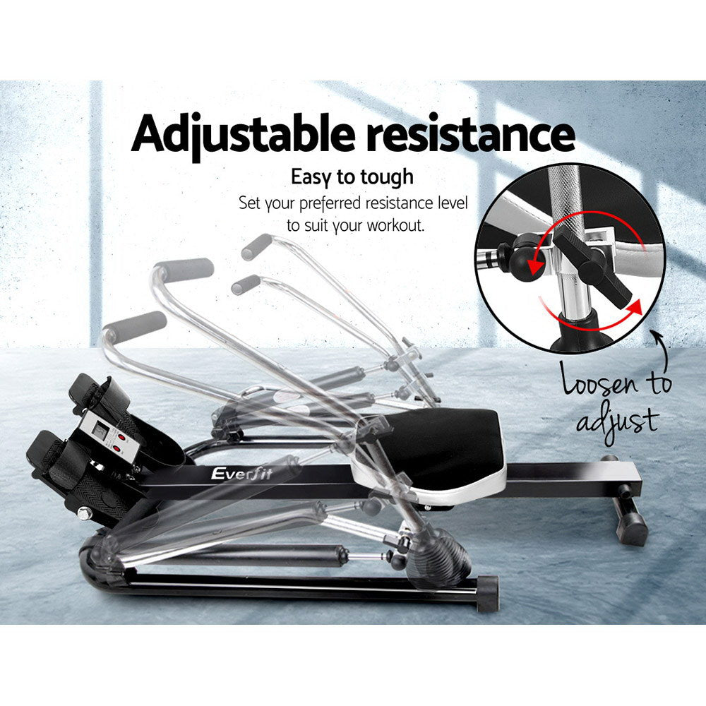 Everfit Rowing Exercise Machine Rower Hydraulic Resistance Fitness Gym Cardio-Sports & Fitness > Fitness Accessories-PEROZ Accessories