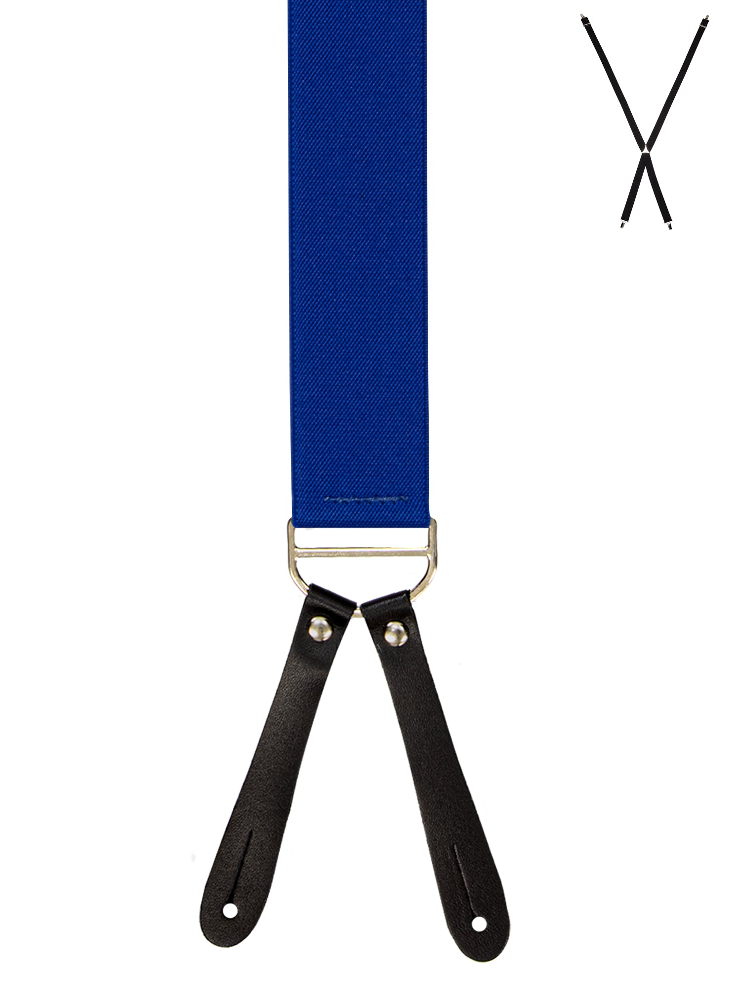 BRACES. X-Back with Leather Ends. Plain Royal Blue. 35mm width.-Braces-PEROZ Accessories