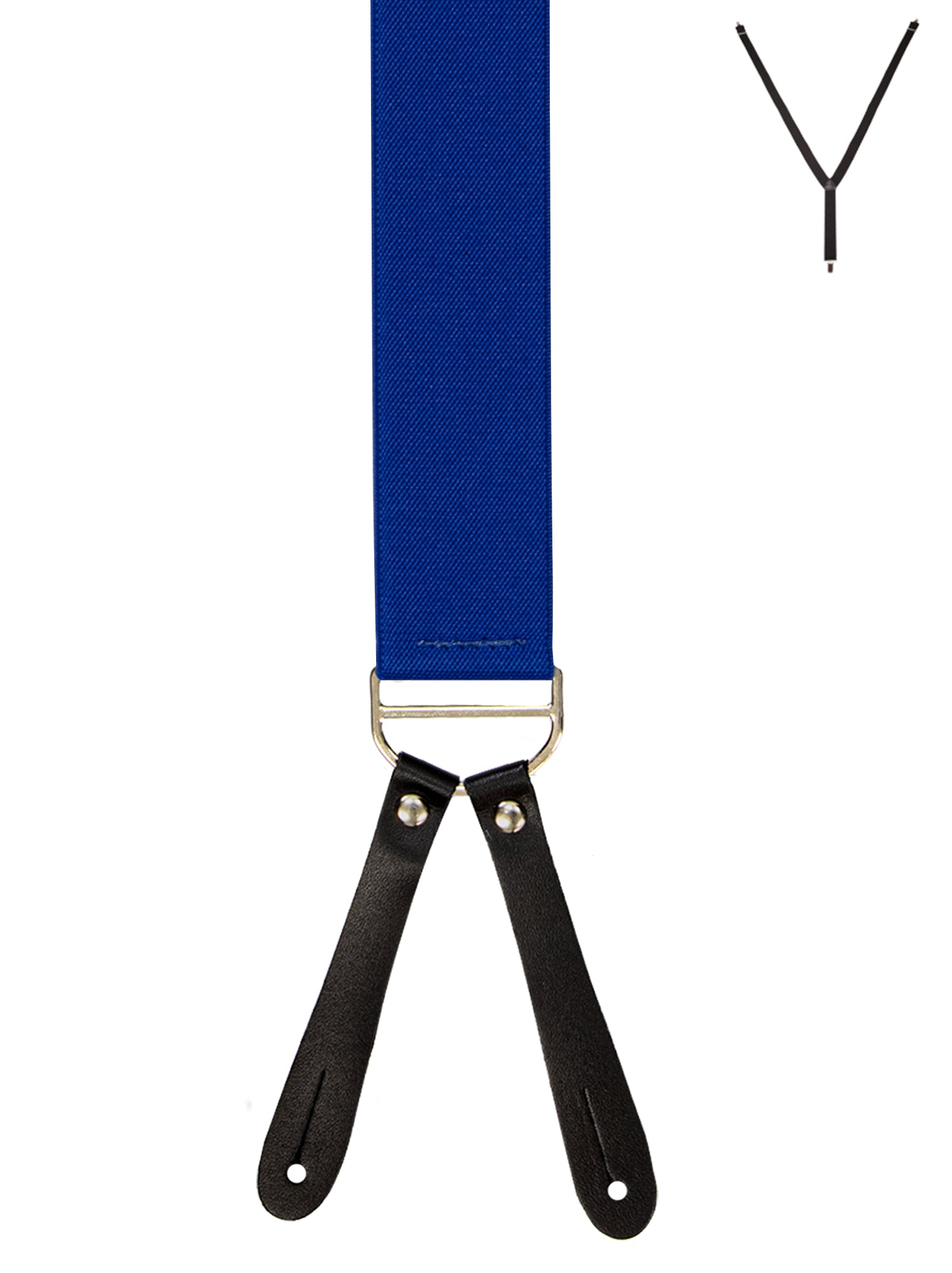 BRACES. Y-Back with Leather Ends. Plain Royal Blue. 35mm width.-Braces-PEROZ Accessories