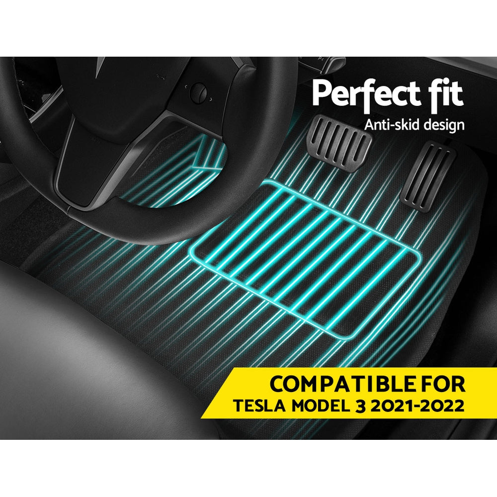 Weisshorn Car Rubber Floor Mats Front and Rear For Tesla Model 3 2021-2022-Auto Accessories > Auto Accessories Others-PEROZ Accessories