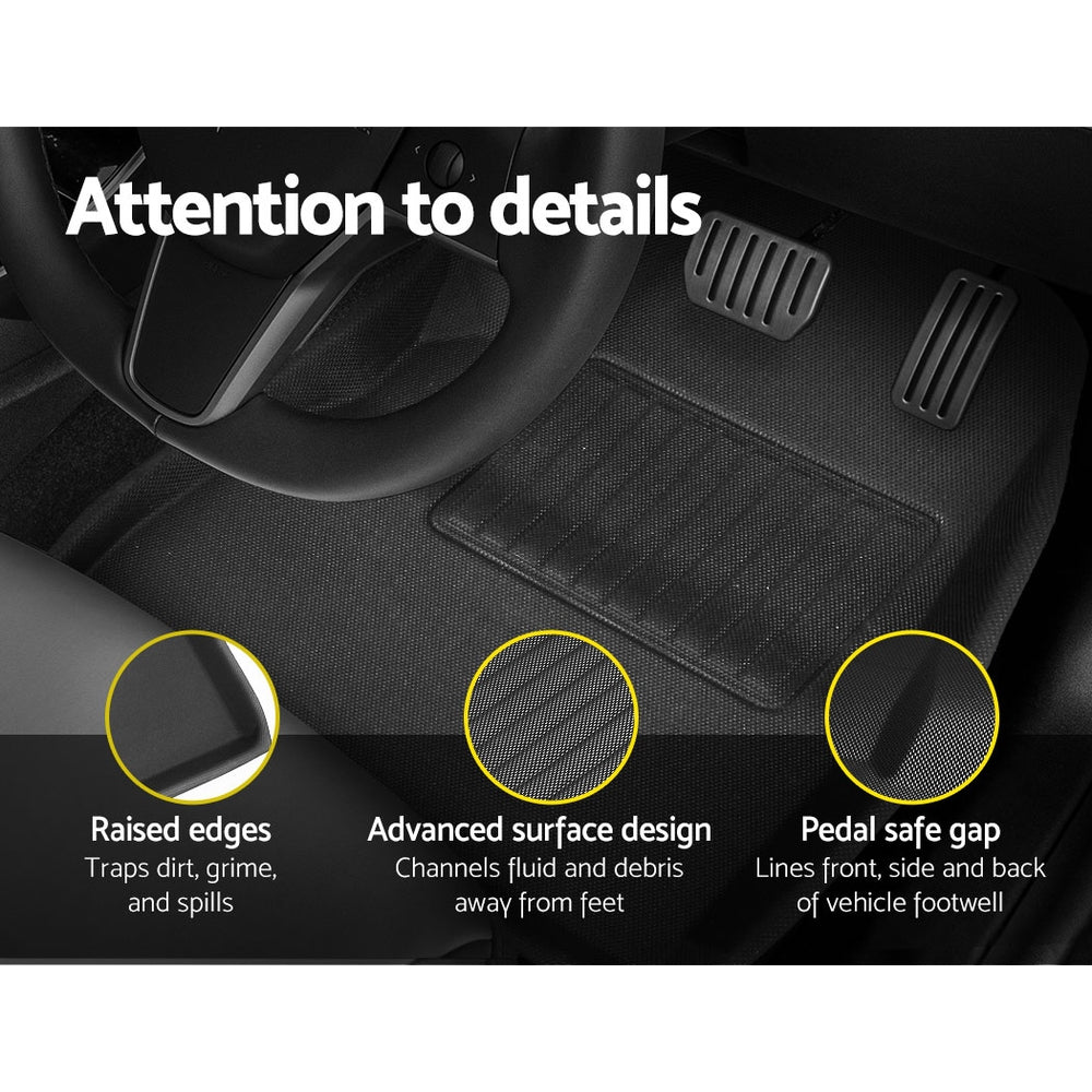 Weisshorn Car Rubber Floor Mats Front and Rear For Tesla Model 3 2021-2022-Auto Accessories > Auto Accessories Others-PEROZ Accessories