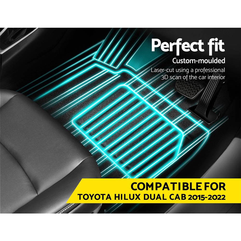 Weisshorn Car Rubber Floor Mats Compatible For Toyota Hilux Dual Cab 2015-2022-Auto Accessories > Auto Accessories Others-PEROZ Accessories