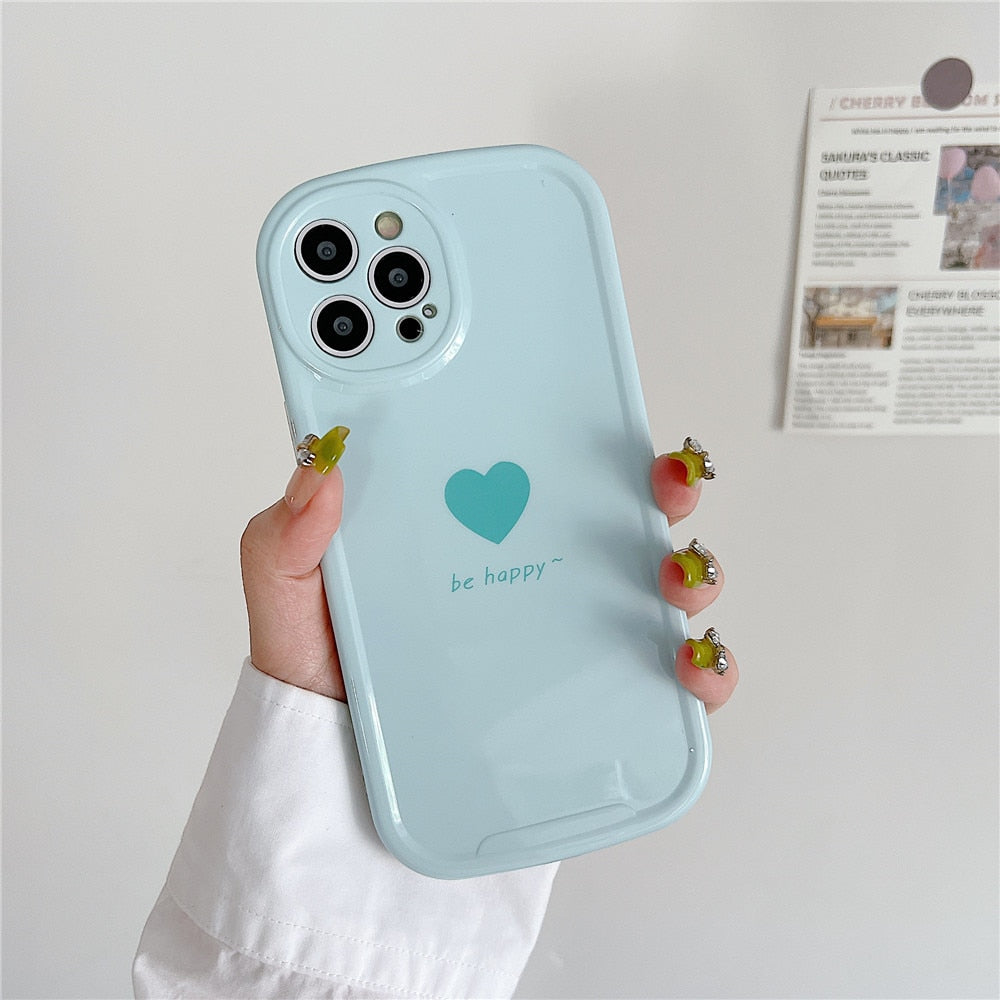 Anymob iPhone Case Blue Lovely Love Heart Soft Silicone Shockproof Bumper Camera Protection Cover-Mobile Phone Cases-PEROZ Accessories