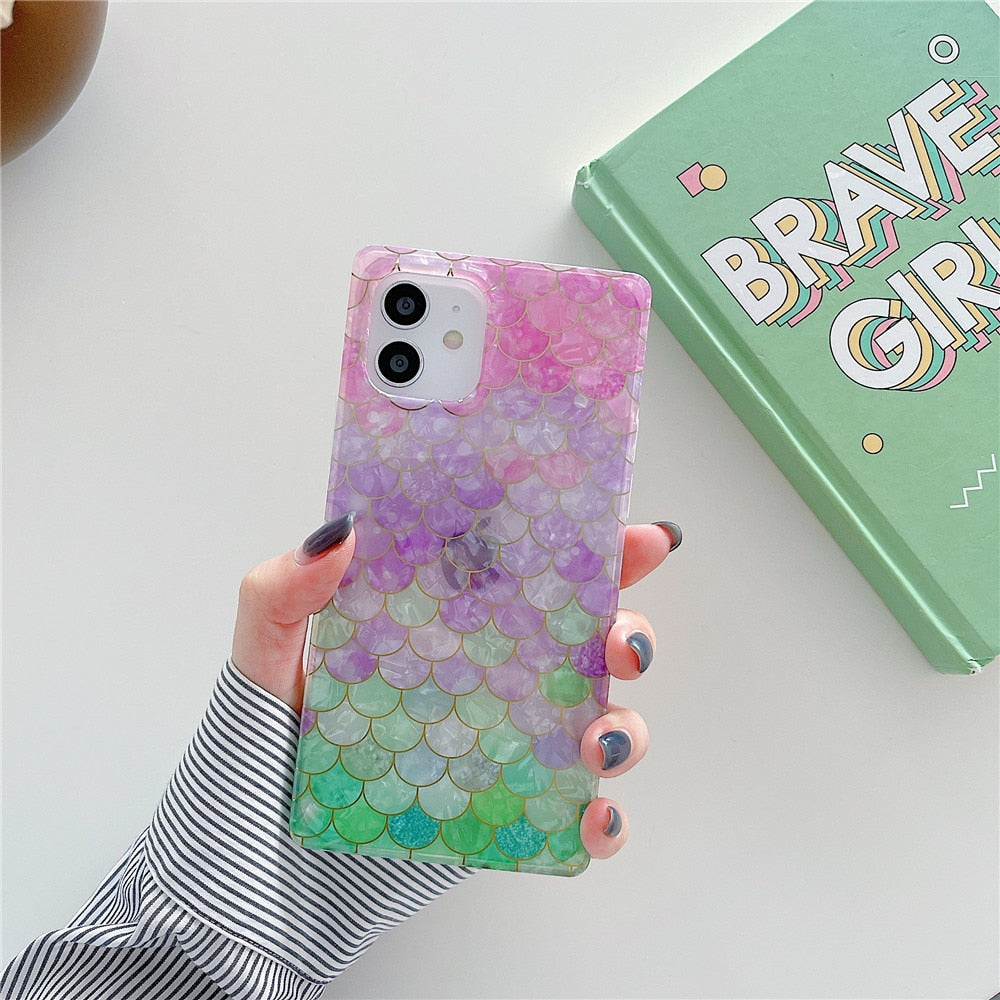 Anymob iPhone Candy Color Soft Silicone Phone Case Pattern Geometric Fish Scales Cover-Mobile Phone Cases-PEROZ Accessories