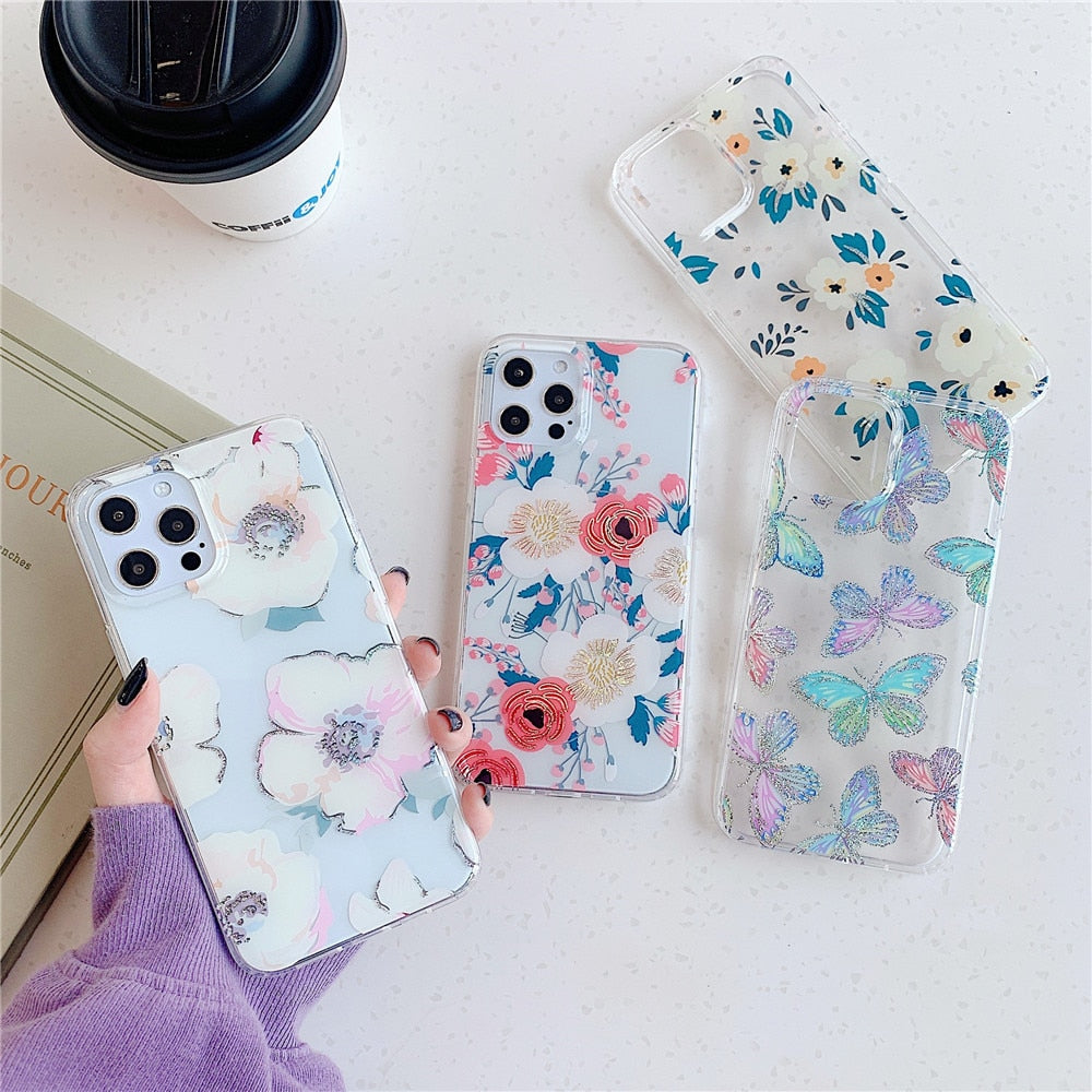 Anymob iPhone Pink Daisy Phone Case Transparent Shockproof Protective Cases Cover-Mobile Phone Cases-PEROZ Accessories