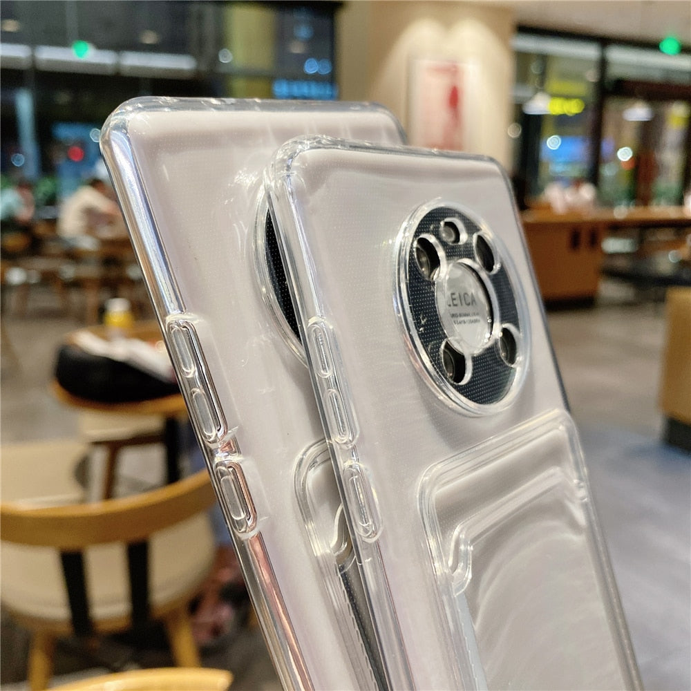 Anymob Samsung Case Transparent Card Holder Bag Shockproof Soft Silicone Phone Cover-Mobile Phone Cases-PEROZ Accessories