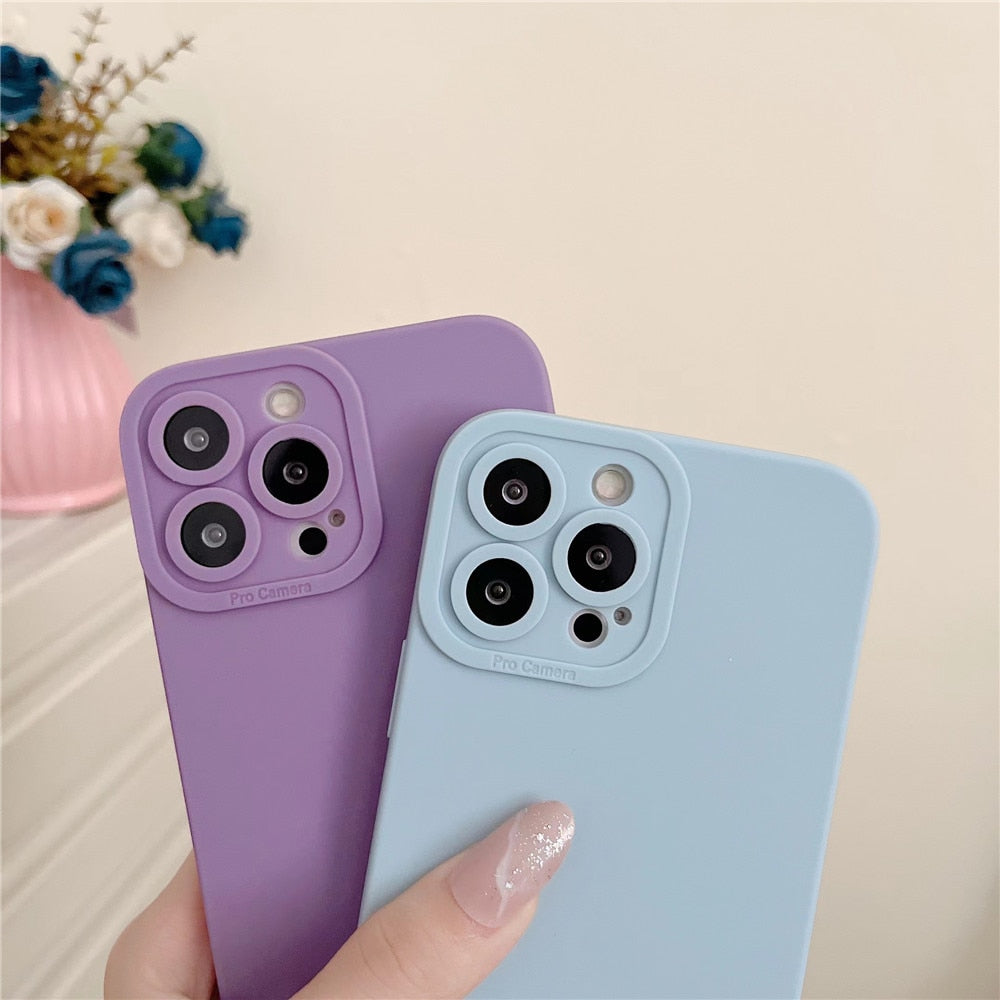 Anymob iPhone Case Blue Camera Protective Silicone Shockproof Soft Cover-Mobile Phone Cases-PEROZ Accessories