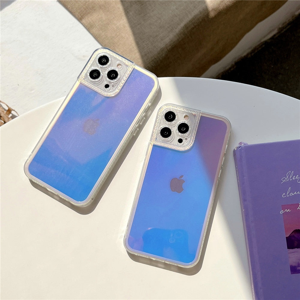 Anymob iPhone Case Purple Laser Gradient Clear Soft Diamond Lens Protect Shockproof Cover-Mobile Phone Cases-PEROZ Accessories
