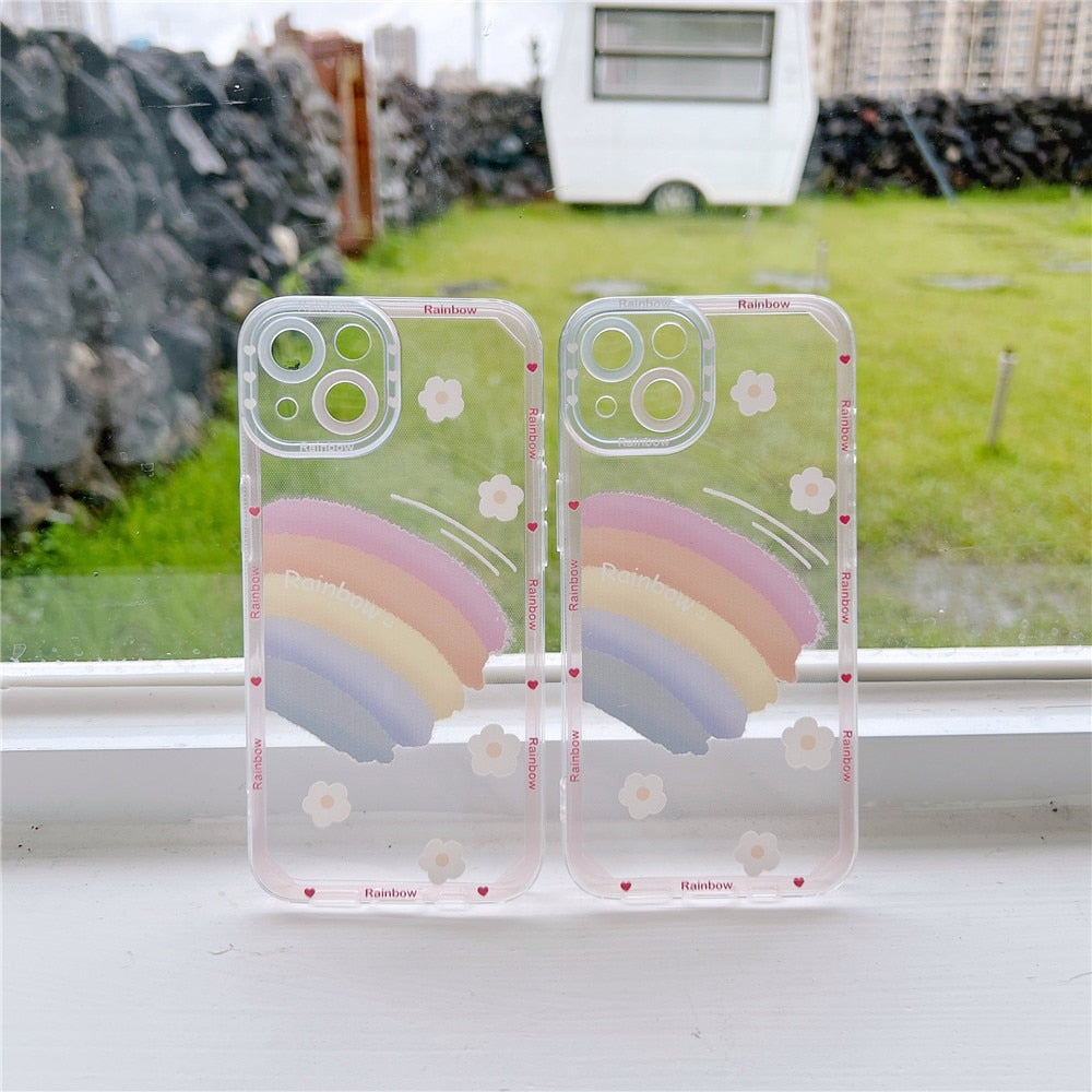Anymob iPhone Case White Soft Transparent Rainbow Shockproof Bumper Silicone Cases Cover-Mobile Phone Cases-PEROZ Accessories