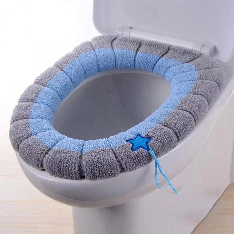 Anyhouz Toilet Seat Blue Soft Warmer Washable Mat Cover Pad Cushion Seat Case Toilet Lid Cover Accessories-Toilet Seat Cover-PEROZ Accessories