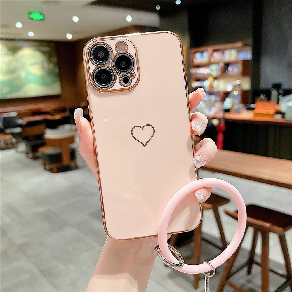 Anymob iPhone Case Light Blue Green Universal Heart Logo Foldable Holder Phone Cover-Mobile Phone Cases-PEROZ Accessories