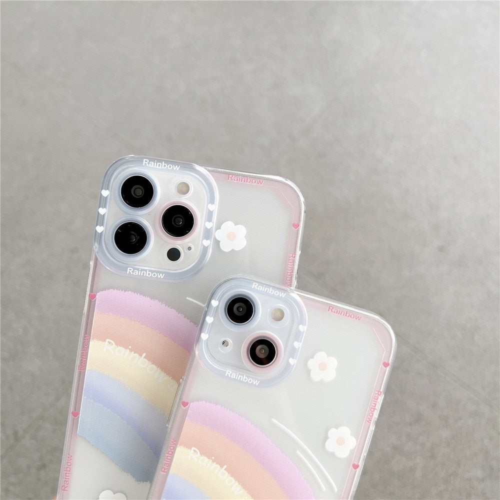 Anymob iPhone Case White Soft Transparent Rainbow Shockproof Bumper Silicone Cases Cover-Mobile Phone Cases-PEROZ Accessories