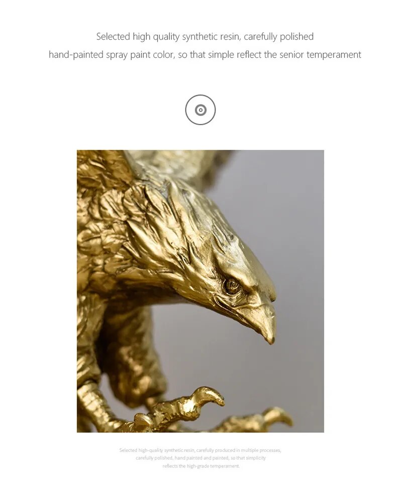 Anyhouz Home Figurine Golden Eagle Statue XS Resin for Living Room Desktop Decoration Accessories Gifts-Sculptures & Statues-PEROZ Accessories