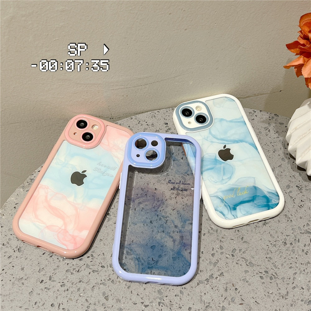 Anymob iPhone Yellow Smiley Acrylic Watercolor Phone Case Transparent Shockproof Cover-Mobile Phone Cases-PEROZ Accessories