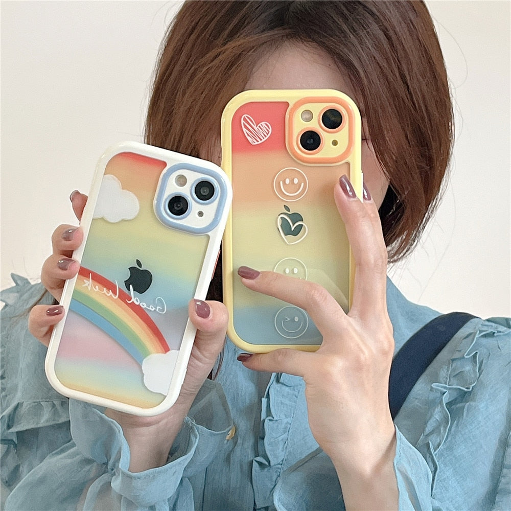 Anymob iPhone Yellow Smiley Acrylic Watercolor Phone Case Transparent Shockproof Cover-Mobile Phone Cases-PEROZ Accessories