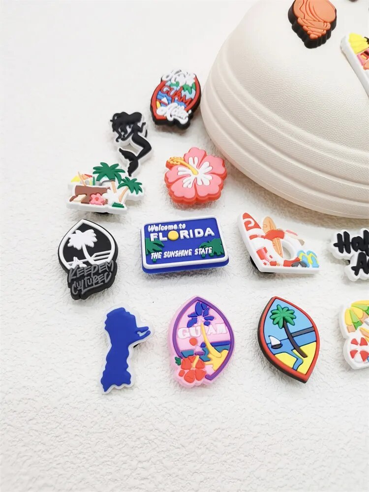 Anykidz 30Pcs Colorful Beach Holiday Shoe Charm Accessories Jeans Clogs Pendants Designer Ornament Jibbitz for Crocs-Shoe Accessories-PEROZ Accessories