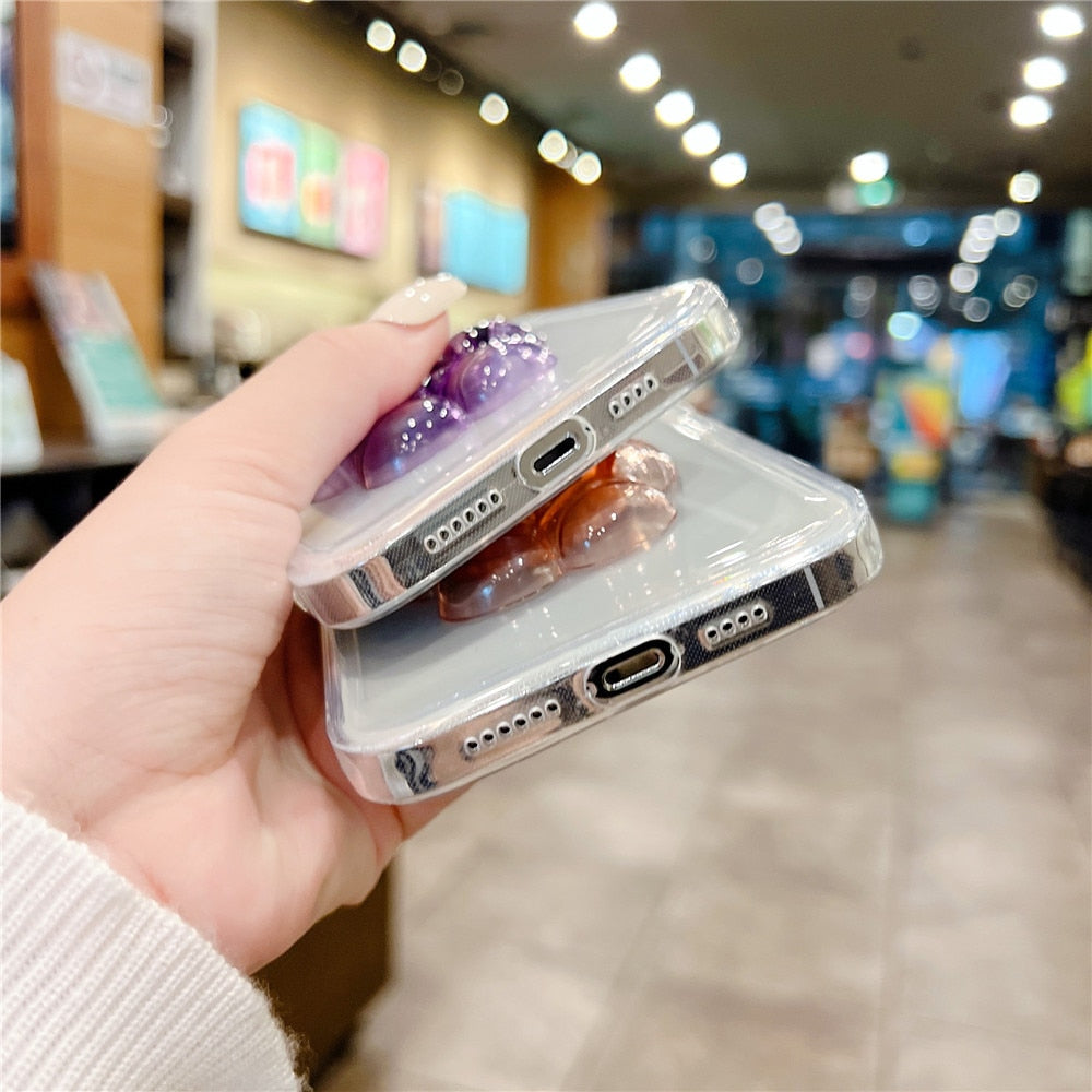 Anymob iPhone Black 3D Astronaut Holder Phone Case Transparent Silicone Cover-Mobile Phone Cases-PEROZ Accessories