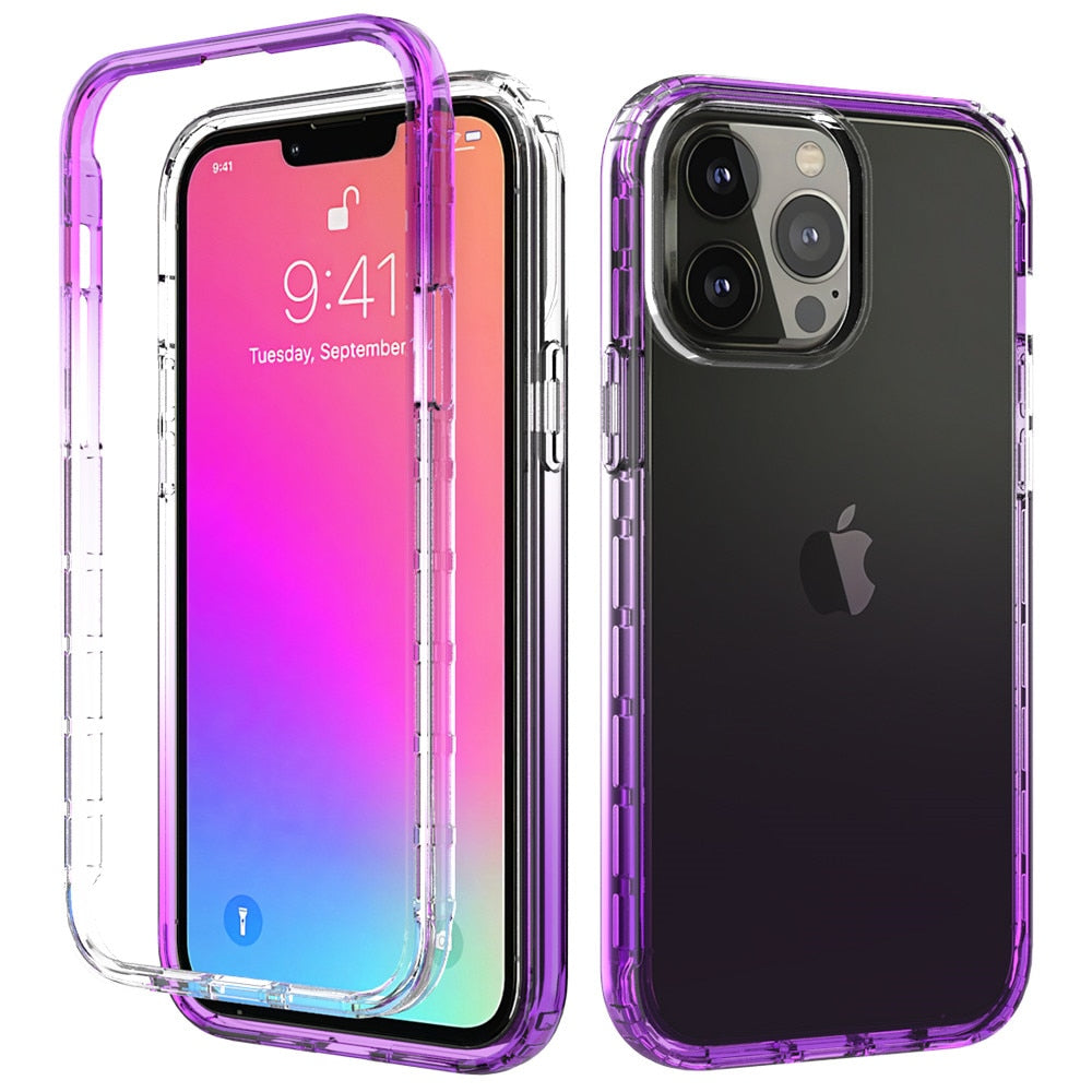 Anymob iPhone Black Transparent Gradient Bumper Phone Case Silicone Shockproof Cover-Mobile Phone Cases-PEROZ Accessories