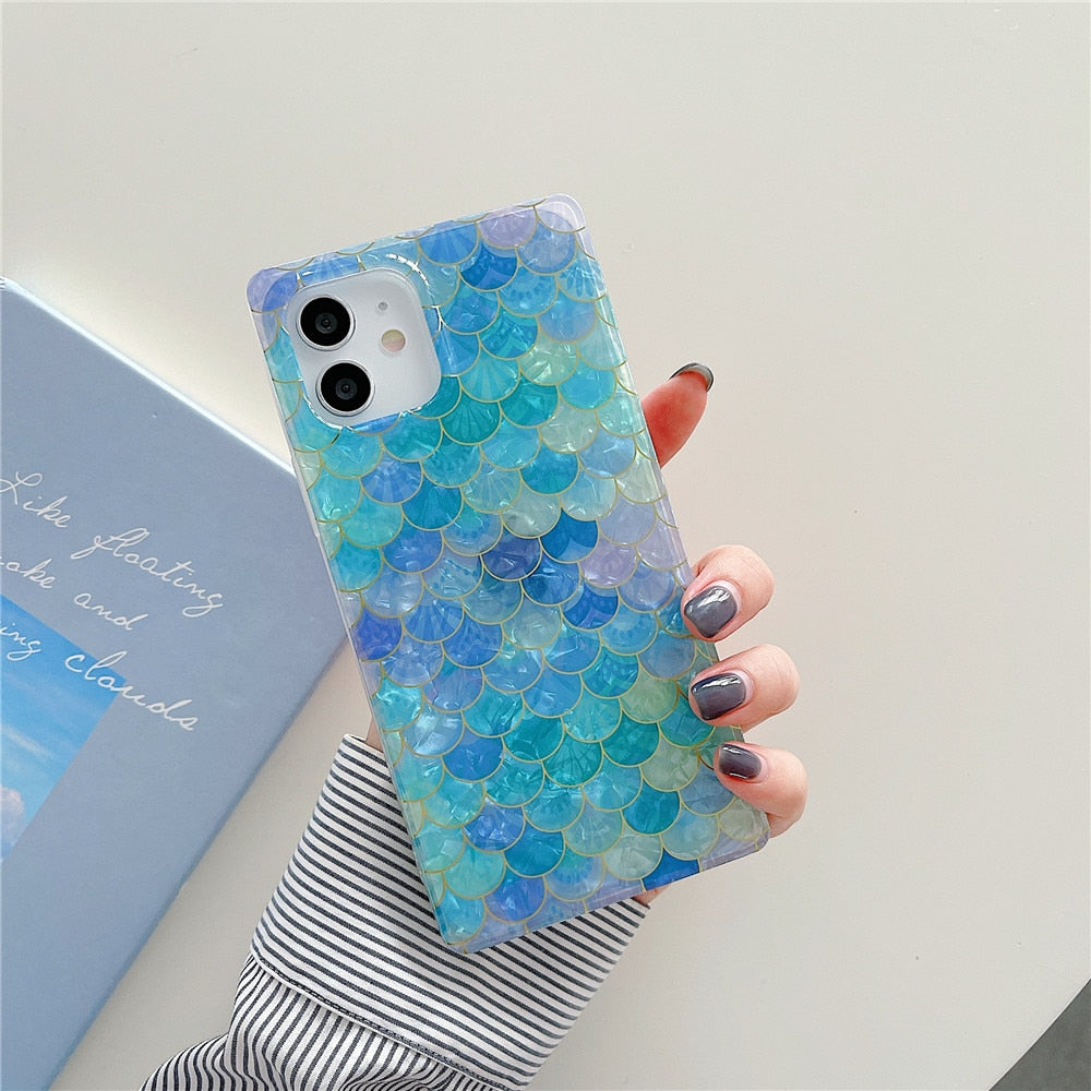 Anymob iPhone Candy Color Soft Silicone Phone Case Pattern Geometric Fish Scales Cover-Mobile Phone Cases-PEROZ Accessories