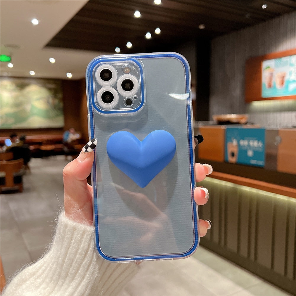 Anymob iPhone Case Sky Blue Love Heart Candy Color Transparent Shockproof Bumper Soft Cover-Mobile Phone Cases-PEROZ Accessories
