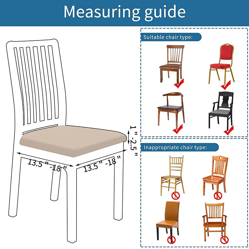 Anyhouz Chair Cover Blue PU Leather Seat Slipcover Chair Cover for Kitchen Hotel Banquet Dining Living Room-Chair Cover-PEROZ Accessories