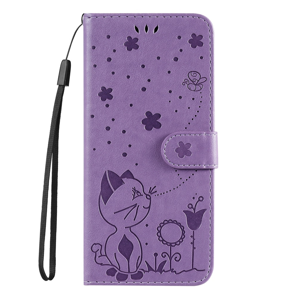 Anymob Samsung Case Red Flip Leather 3D Cat Embossed PU Leather Wallet Cover Protection-Mobile Phone Cases-PEROZ Accessories
