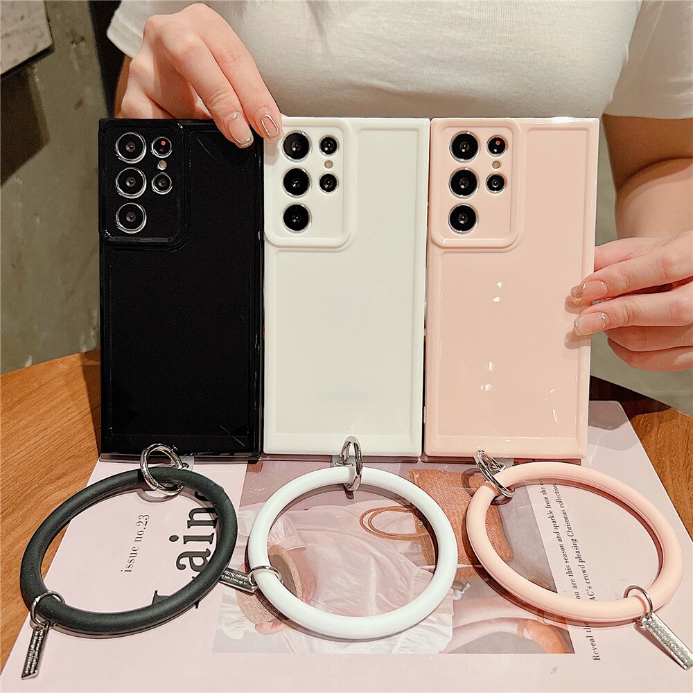 Anymob Samsung White Silicone Ring Bracelet Phone Case Candy Color Soft Shockproof Cover-Mobile Phone Cases-PEROZ Accessories