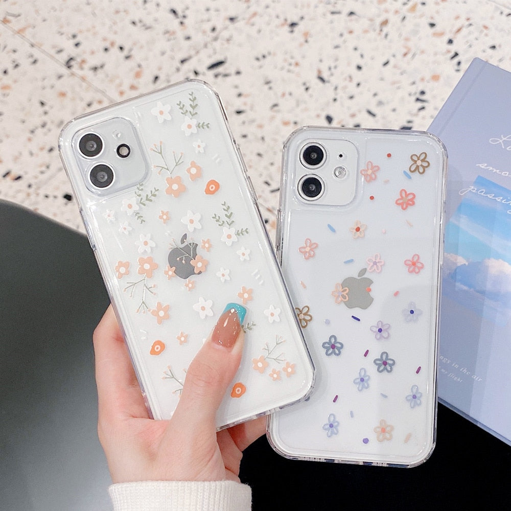 Anymob iPhone Case Multicolor Cute Flowers Floral Clear Soft Silicon Cover-Mobile Phone Cases-PEROZ Accessories