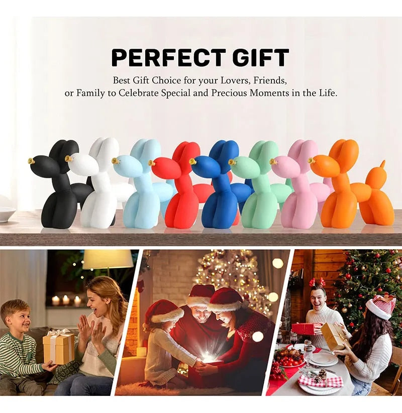Anyhouz Home Figurine Nordic Balloon Dog White Resin for Living Room Desktop Decoration Accessories Gifts-Sculptures & Statues-PEROZ Accessories